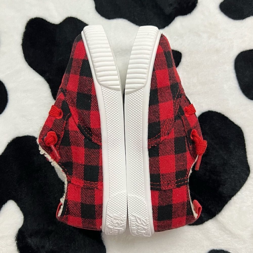 Malibu Blowfish Kids Red and Black Buffalo Check Print Sneakers - Picture 4 of 9